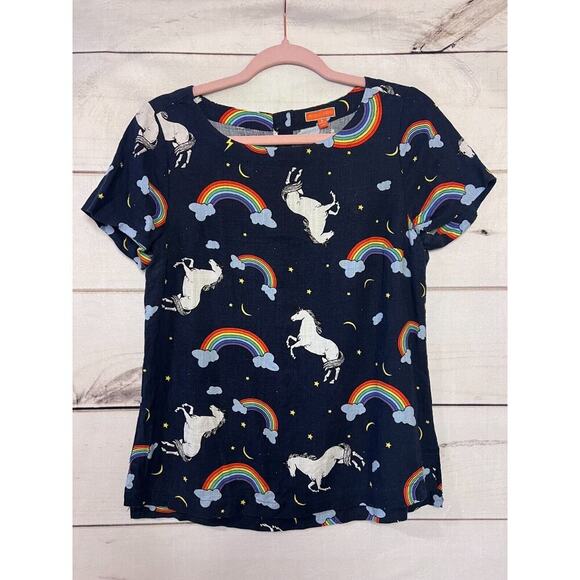 ModCloth Womens SM Unicorn Rainbows Shirt Top Pride Fantasy - Picture 1 of 7